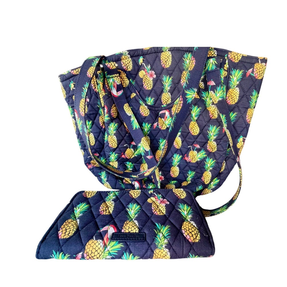 Vera Bradley Glenna  Quilted Toucan Party‎ Tote Bag and Matching RFID Wallet Set